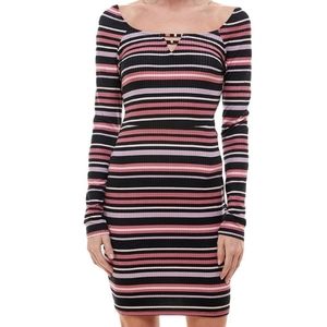 NWT Planet Gold Ribbed Striped Sweater Dress Size Large